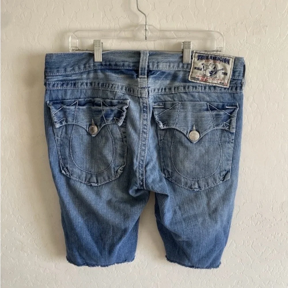 Men’s True Religion Ricky Flap Relaxed Straight Frayed Hem Size 36 Cut Off